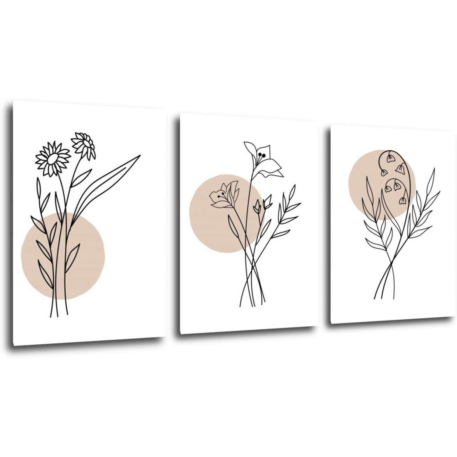 Tablou Flowers lines - 150 x 70 cm (3-piese)