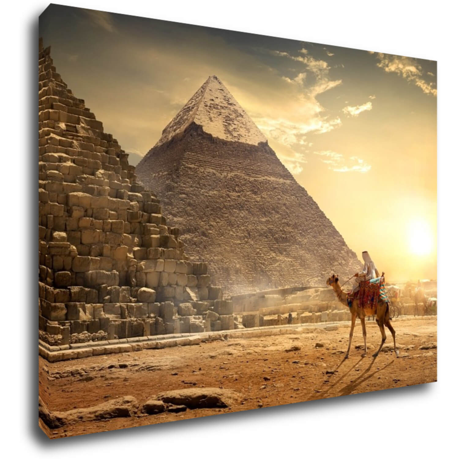 Tablou Pyramids and sunrise - 70 x 50 cm