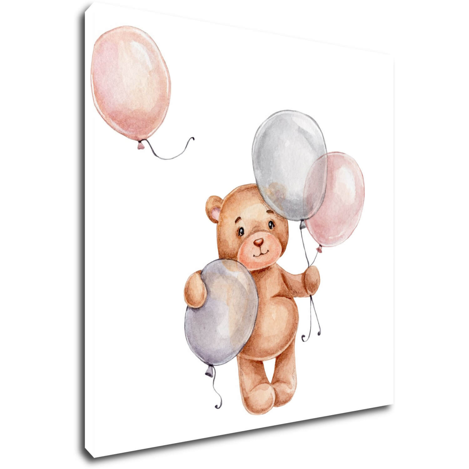 Obraz Teddy bear with colorful balloons - 40 x 40 cm