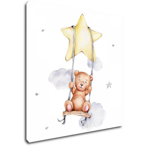 Obraz Teddy bear on a swing - 30 x 30 cm