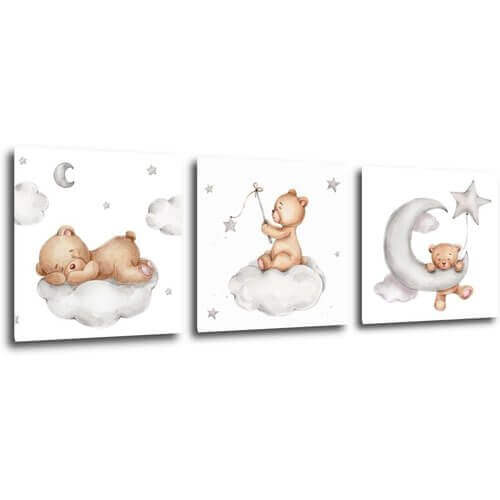 Obraz Set of three pictures with bears