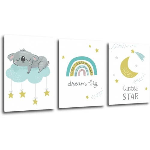 Obraz Dream big koala - 90 x 40 cm (3-piese)