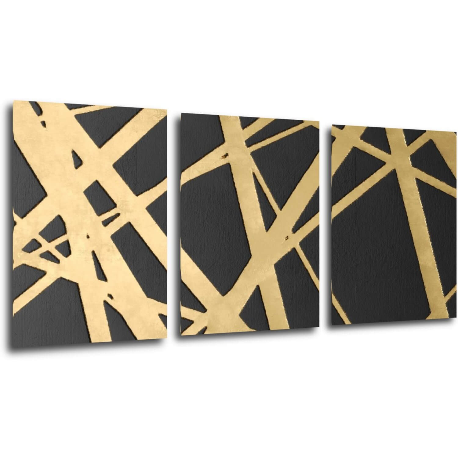 Tablou Abstract golden lines - 150 x 70 cm (3-piese)