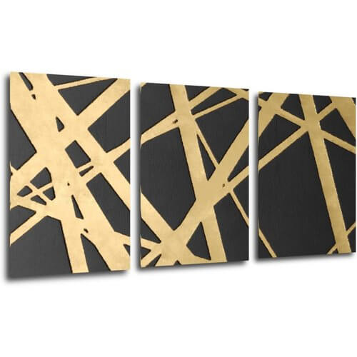 Tablou Abstract golden lines - 120 x 60 cm (3-piese)