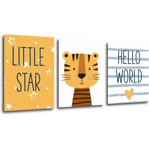 Obraz Little tiger set - 90 x 40 cm (3-piese)