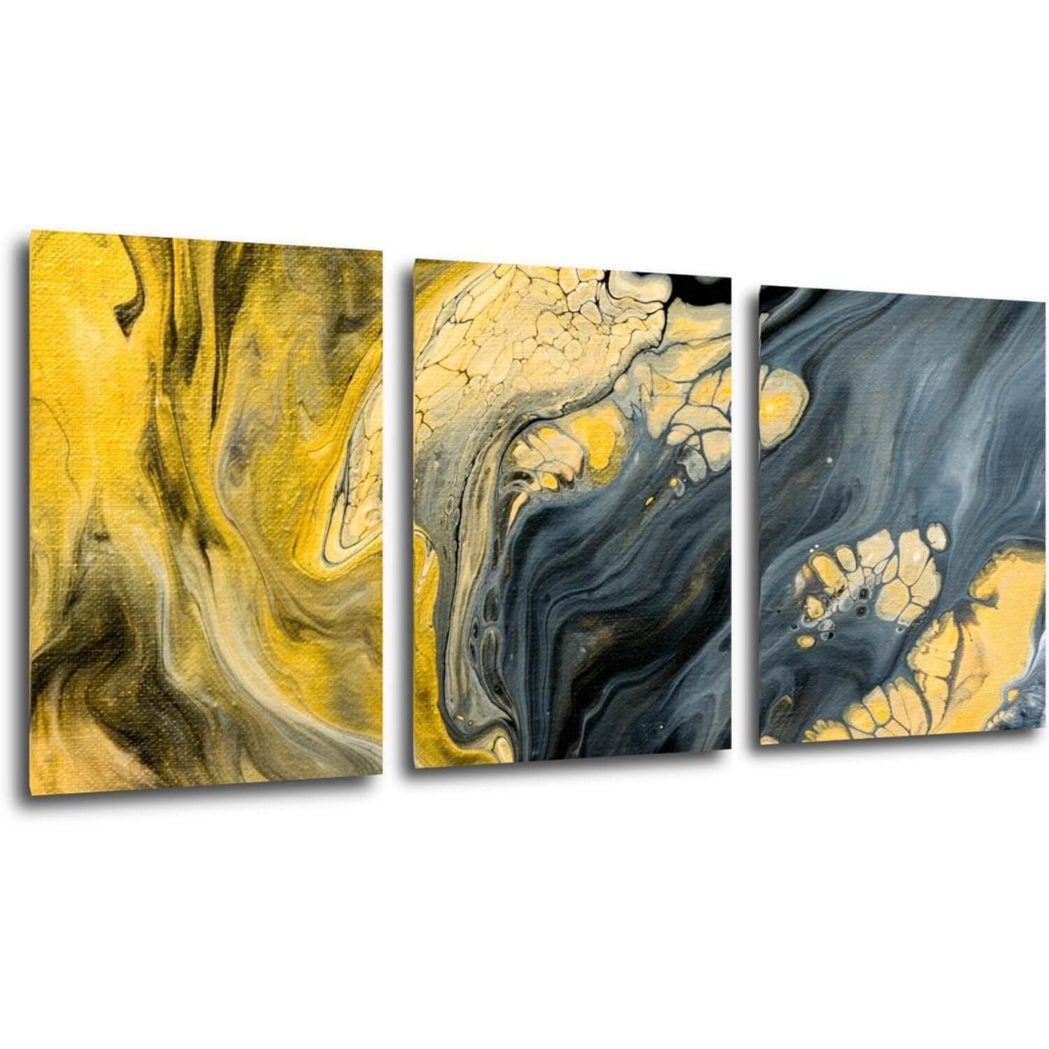 Tablou Yellow grey abstract2 - 150 x 70 cm (3-piese)