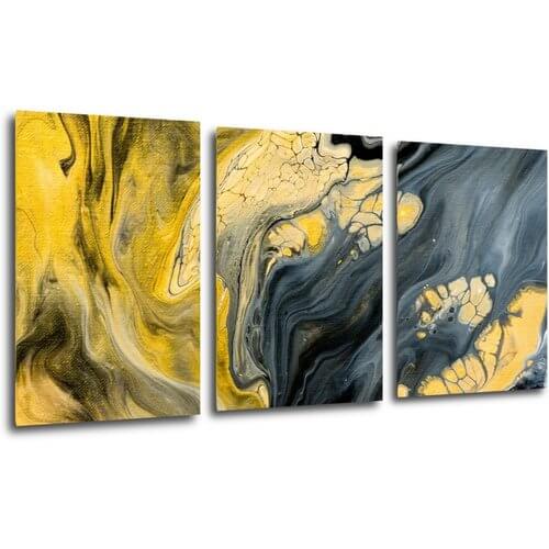 Tablou Yellow grey abstract2 - 120 x 60 cm (3-piese)