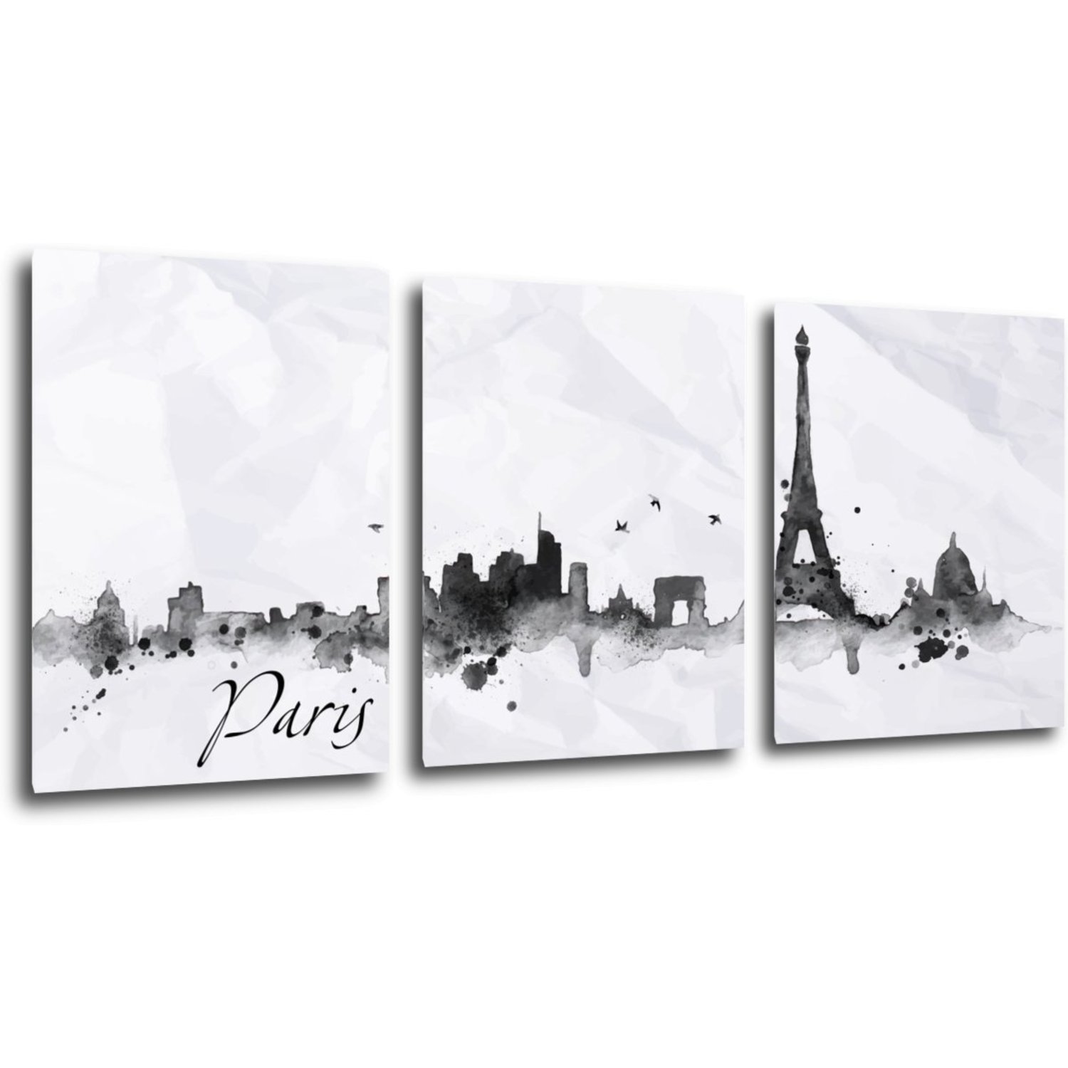 Tablou Paris panorama - 90 x 40 cm (3-piese)