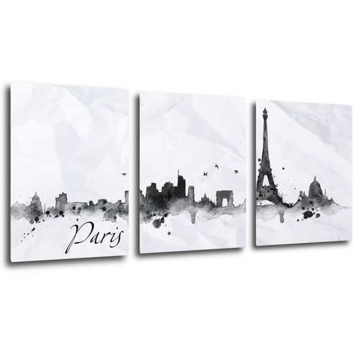 Tablou Paris panorama - 90 x 40 cm (3-piese)