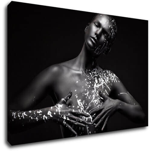 Tablou Woman portrait black silver - 90 x 60 cm