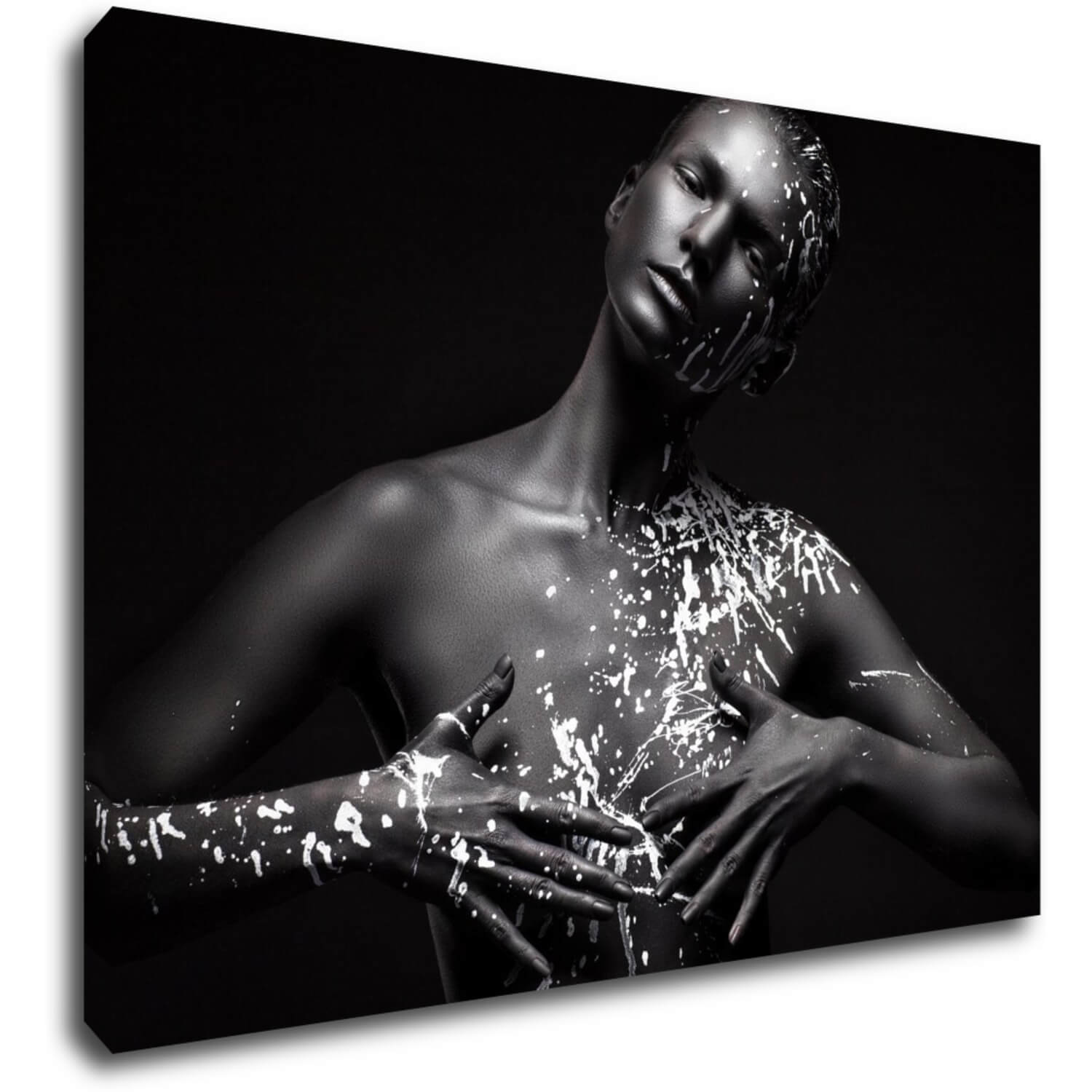 Tablou Woman portrait black silver - 70 x 50 cm