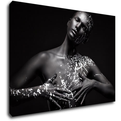Tablou Woman portrait black silver - 70 x 50 cm