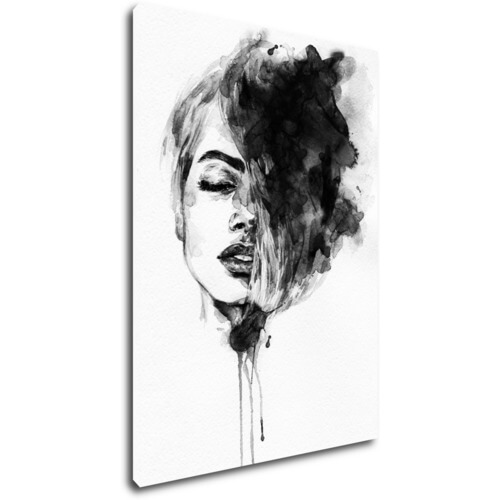 Tablou Woman black and white ilustration - 50 x 70 cm