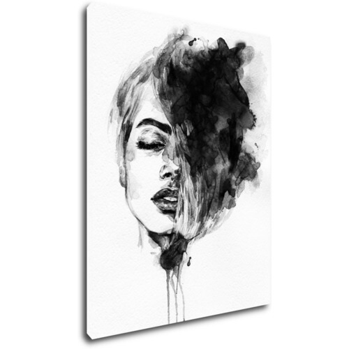 Tablou Woman black and white ilustration - 70 x 90 cm