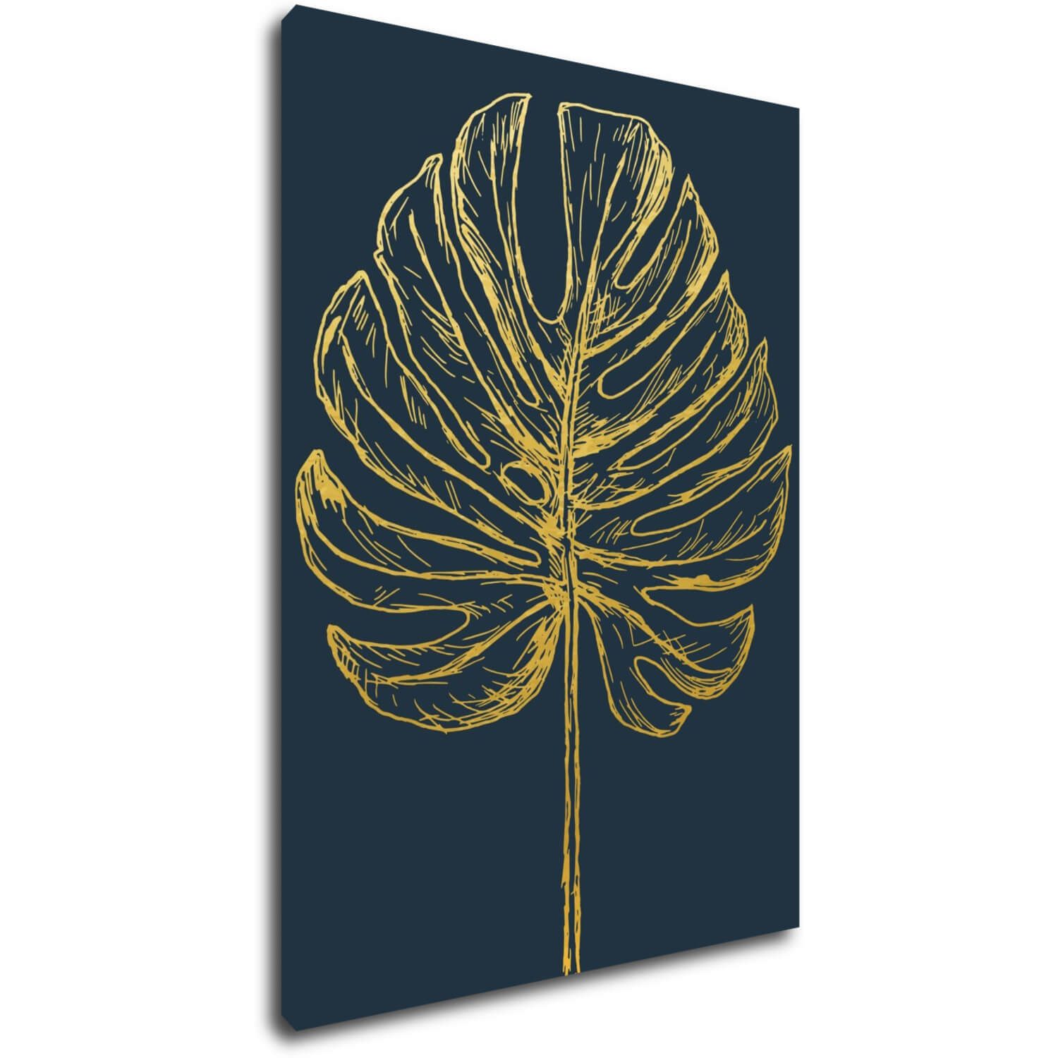 Tablou Golden leaf dark background - 50 x 70 cm