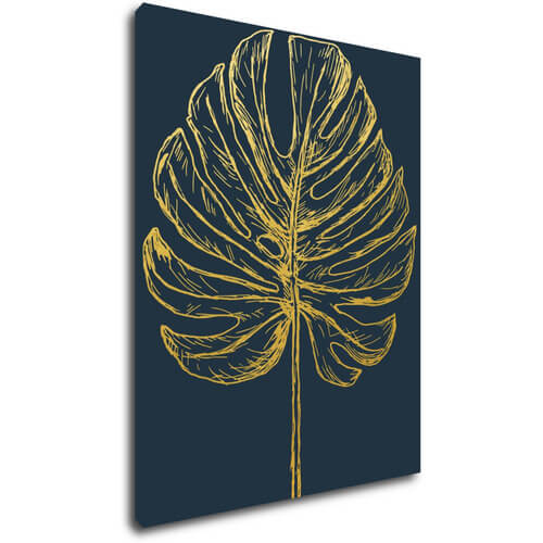 Tablou Golden leaf dark background - 70 x 90 cm