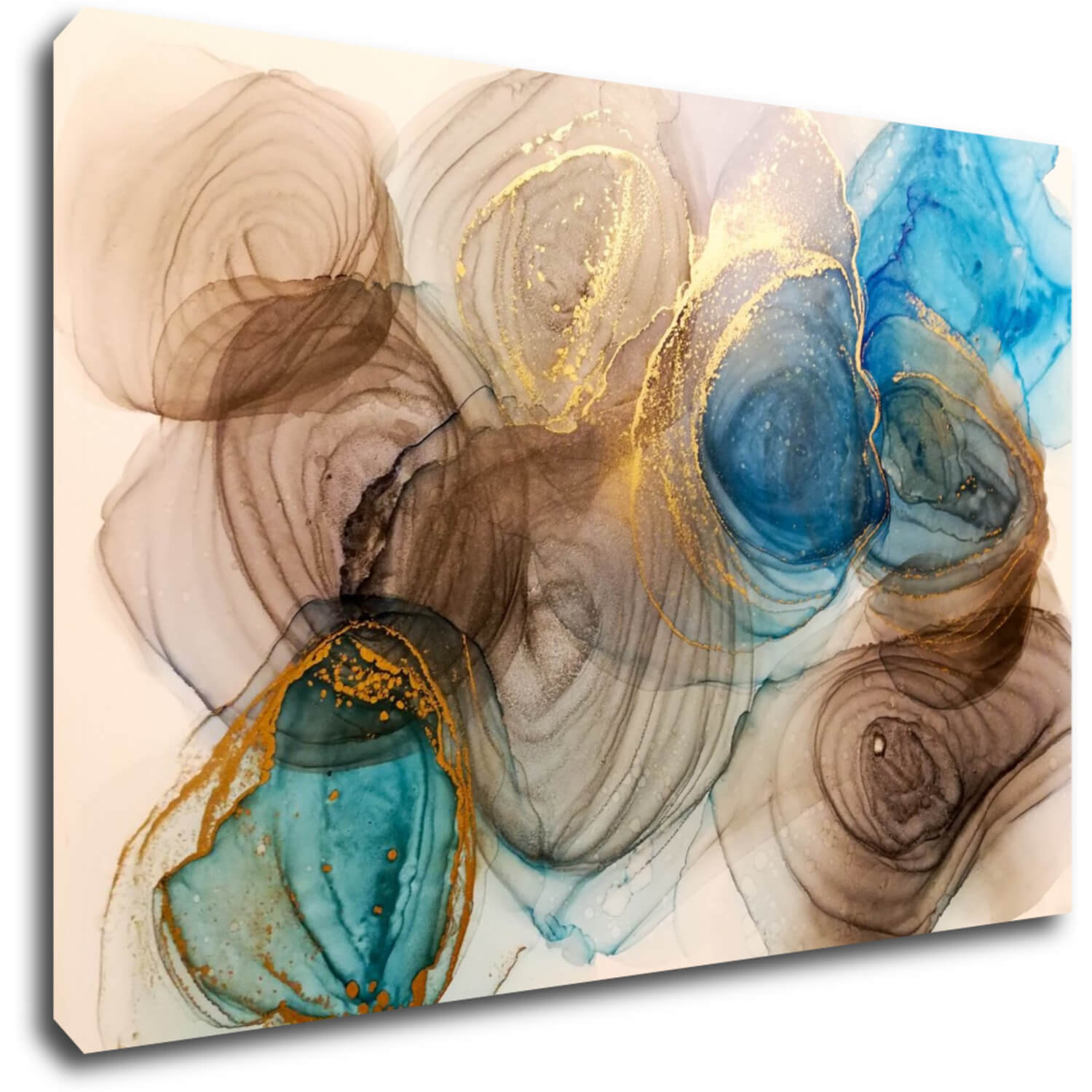 Tablou Abstract blue and gold - 90 x 60 cm