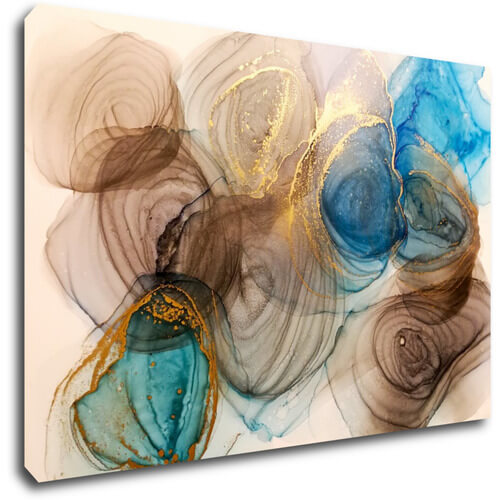 Tablou Abstract blue and gold - 90 x 60 cm