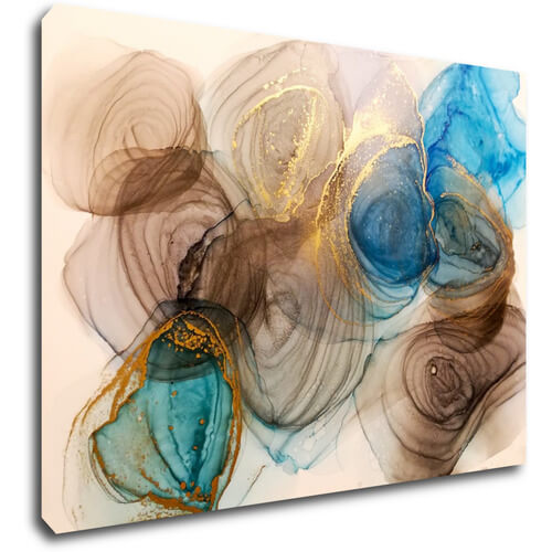 Tablou Abstract blue and gold - 70 x 50 cm