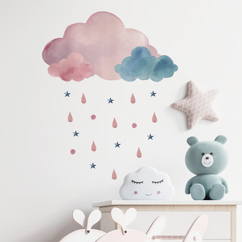 Autocolant pentru camera copilului Pink and blue clouds