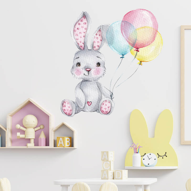 Autocolant pentru camera copilului Rabbit and balloons - 39x41cm
