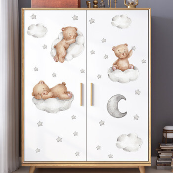 Autocolant pentru camera copilului Sleeping teddy bears with stars