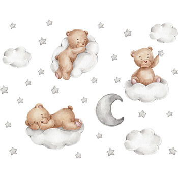Autocolant pentru camera copilului Sleeping teddy bears with stars