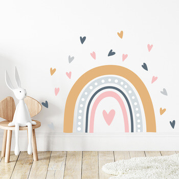 Autocolant pentru camera copilului Rainbow and hearts