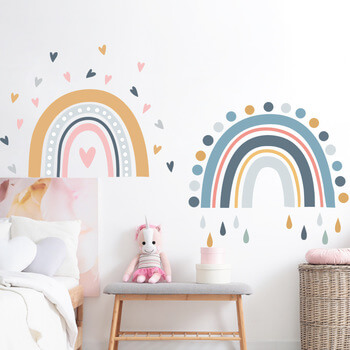 Autocolant pentru camera copilului Rainbow and hearts