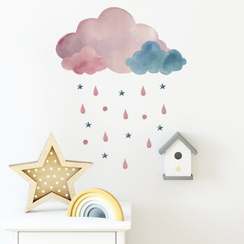 Autocolant pentru camera copilului Pink and blue clouds