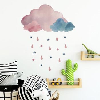 Autocolant pentru camera copilului Pink and blue clouds