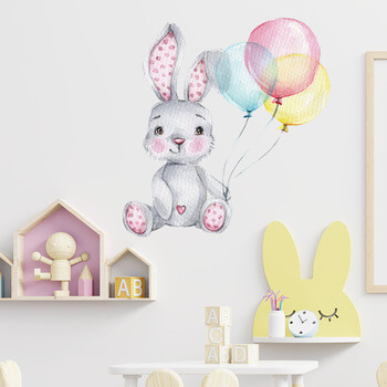 Autocolant pentru camera copilului Rabbit and balloons
