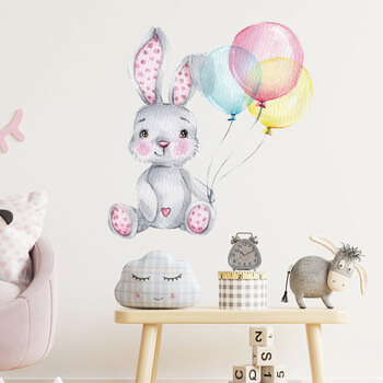 Autocolant pentru camera copilului Rabbit and balloons - 39x41cm