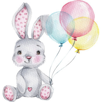 Autocolant pentru camera copilului Rabbit and balloons - 39x41cm