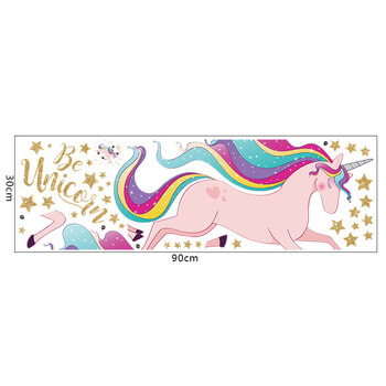 Autocolant pentru camera copilului Pink Unicorn with stars