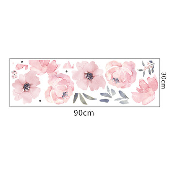 Autocolant pentru camera copilului Pink flowers with leafes