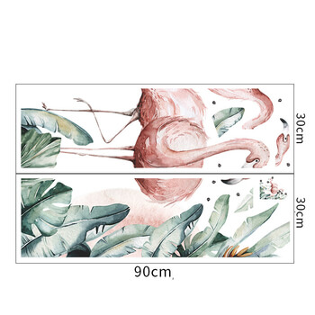 Autocolant pentru camera copilului Flamingos and palm leaves - 90x30cm 2ks