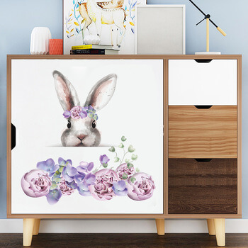 Autocolant pentru camera copilului Bunny lila flowers