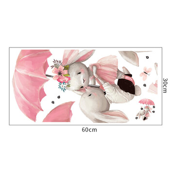Autocolant pentru camera copilului Bunnies with umbrella