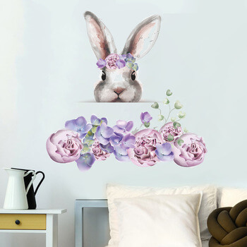 Autocolant pentru camera copilului Bunny lila flowers