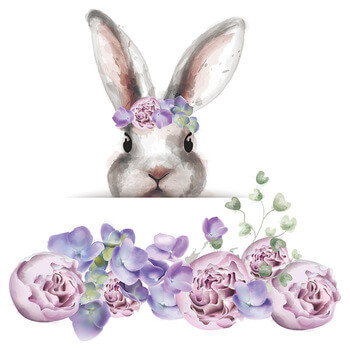 Autocolant pentru camera copilului Bunny lila flowers