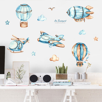 Autocolant pentru camera copilului Airplanes and balloons - 90x30cm 2 ks