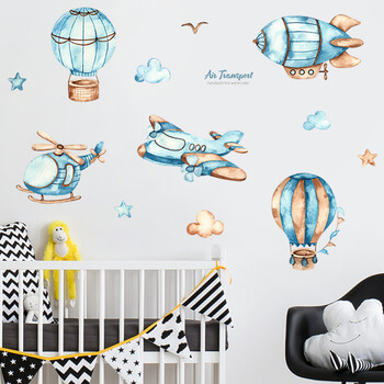 Autocolant pentru camera copilului Airplanes and balloons - 90x30cm 2 ks