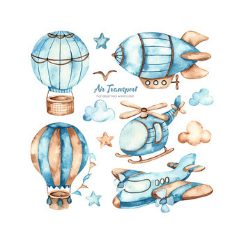 Autocolant pentru camera copilului Airplanes and balloons - 90x30cm 2 ks