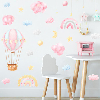 Autocolant pentru camera copilului Balloon clouds and stars