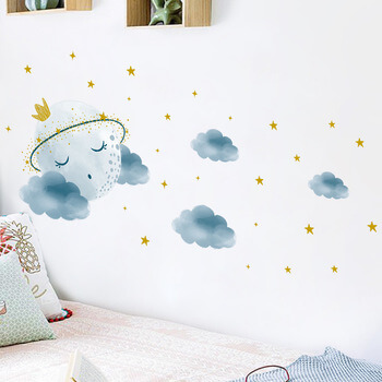 Autocolant pentru camera copilului Sleeping moon - 90x30cm