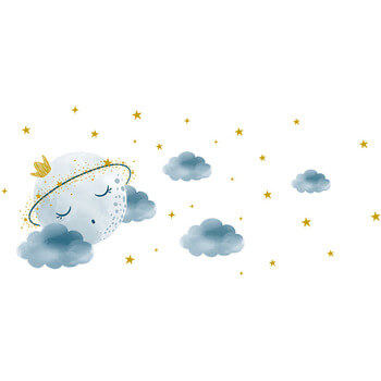 Autocolant pentru camera copilului Sleeping moon - 90x30cm