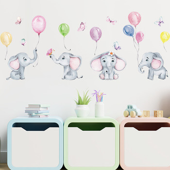 Autocolant pentru camera copilului Elephants with balloons