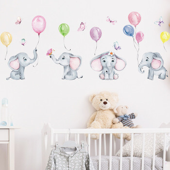 Autocolant pentru camera copilului Elephants with balloons