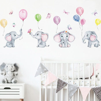 Autocolant pentru camera copilului Elephants with balloons